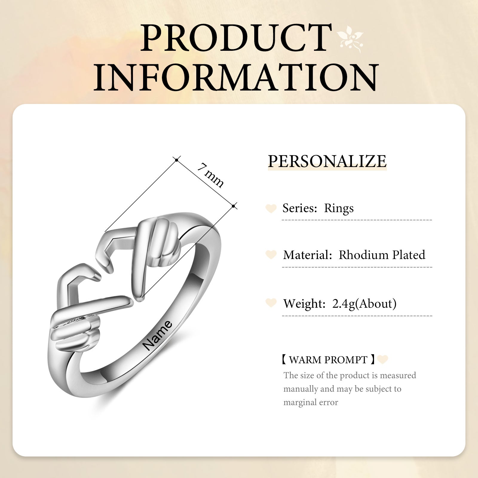 Custom Name Heart Ring