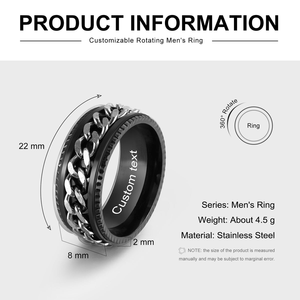 Custom Stainless Steel Rotatable Ring