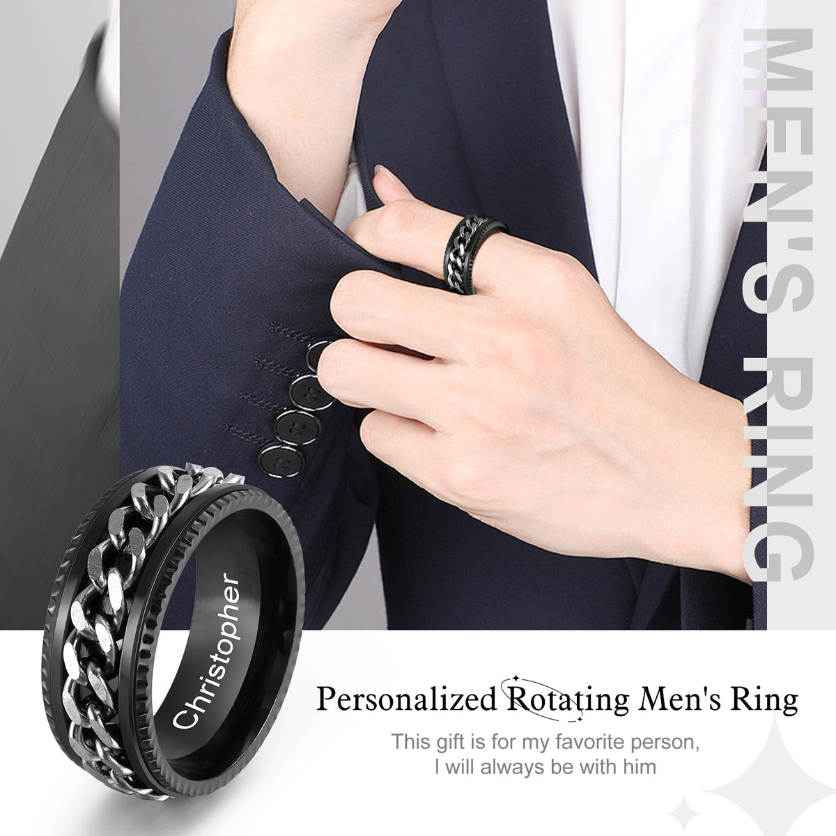 Custom Stainless Steel Rotatable Ring