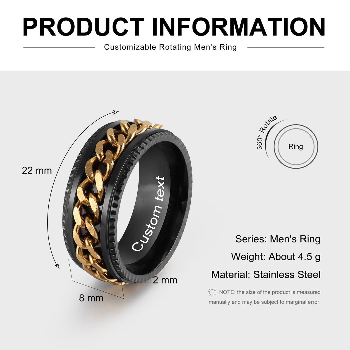 Custom Roratable Men's Ring