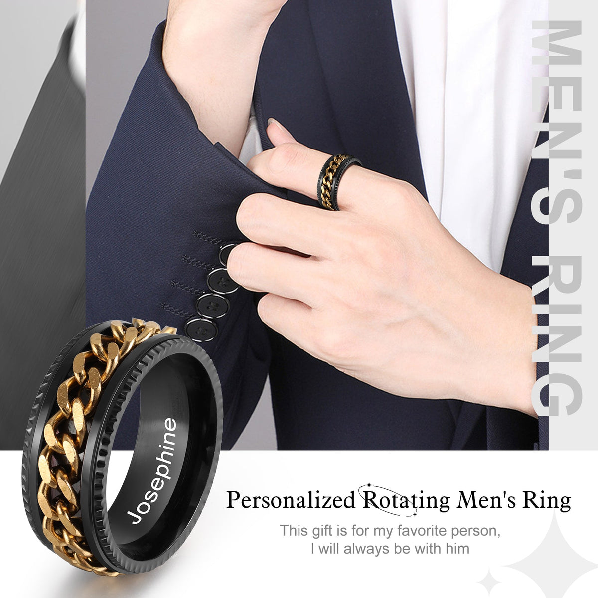 Custom Roratable Men's Ring