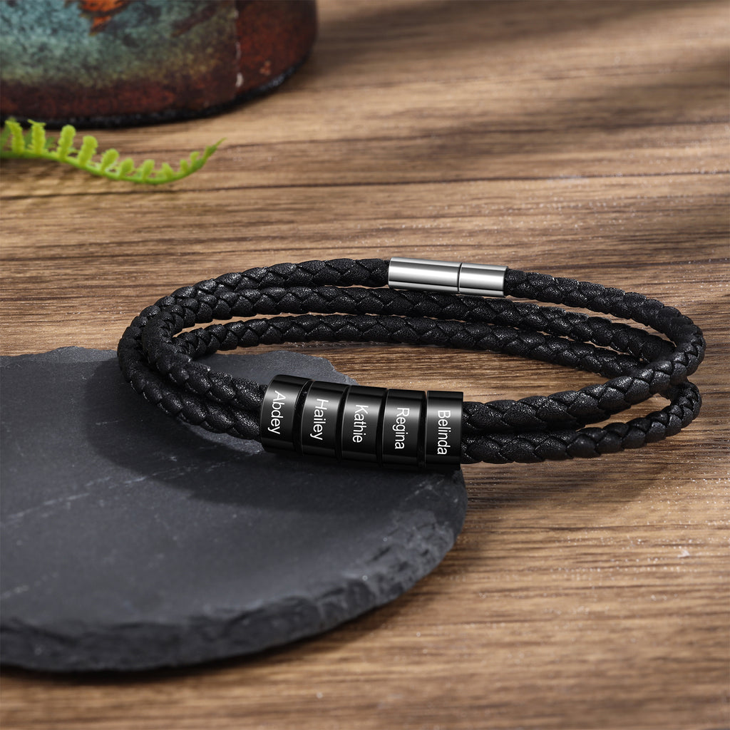 Custom Name Leather Bracelet