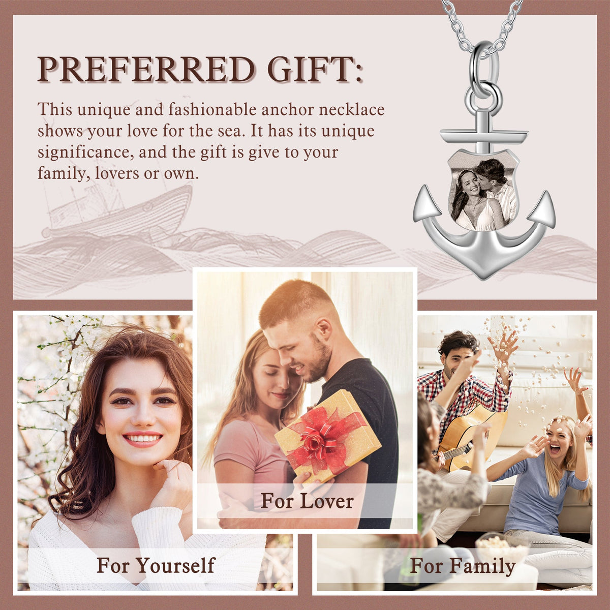 Custom Photo Anchor Necklace