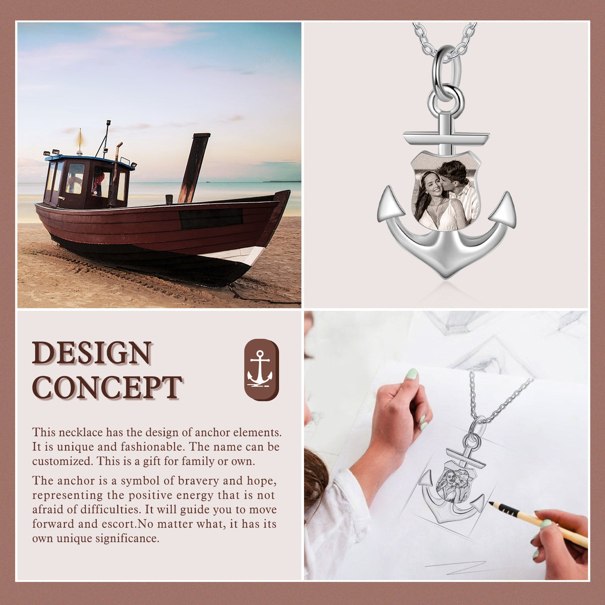 Custom Photo Anchor Necklace