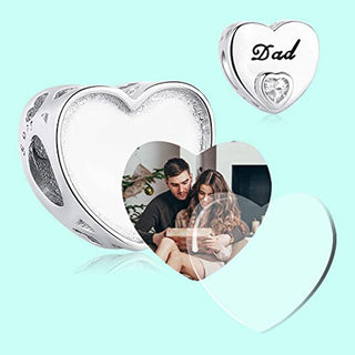 925 Sterling Silver Custom Heart Photo Charm
