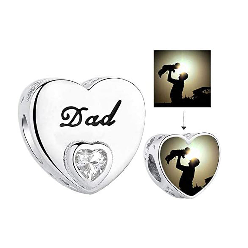 925 Sterling Silver Custom Heart Photo Charm