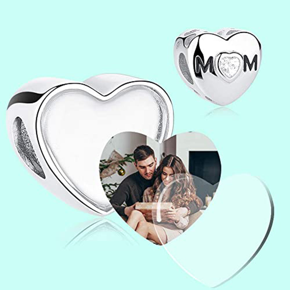 925 Sterling Silver Custom Heart Photo Charm