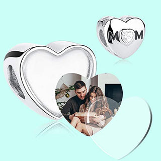 925 Sterling Silver Custom Heart Photo Charm