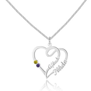 Custom Heart Shaped Birthstone Name Necklace