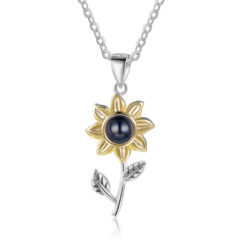 Custom Photo Projectin Sunflower Necklace