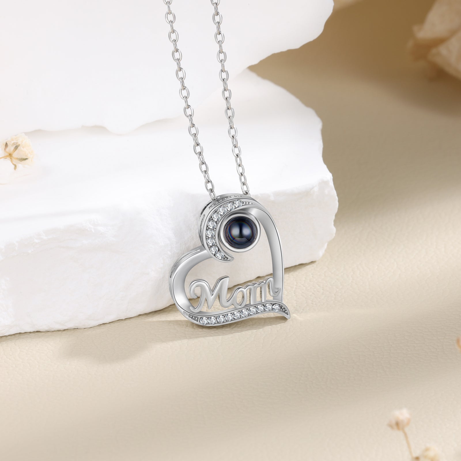 Mother's Gift Personalized Photo Projection Heart Necklace