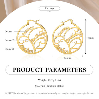 Personalized Name Family Tree Earrings