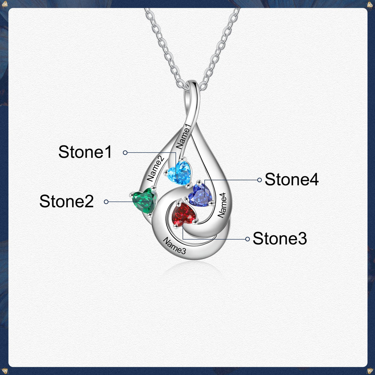 S925 Silver Birthstone Drop Shape Necklace