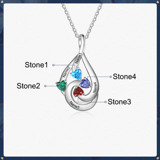 S925 Silver Birthstone Drop Shape Necklace