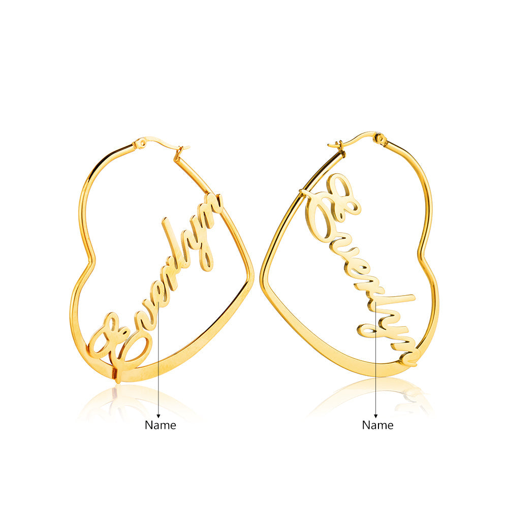 Custom Name Heart Earrings
