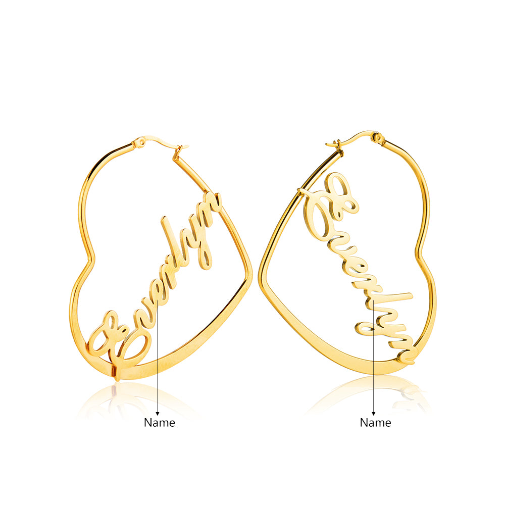Custom Name Heart Earrings