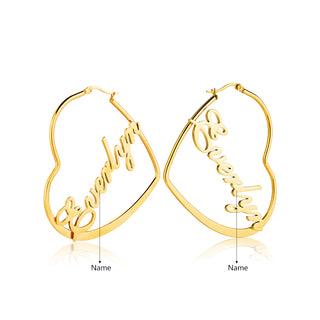 Custom Name Heart Earrings