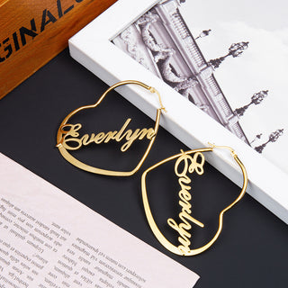 Custom Name Heart Earrings