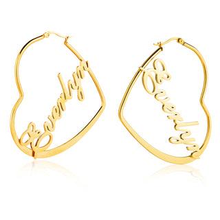 Custom Name Heart Earrings