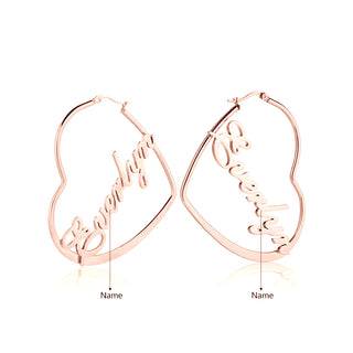 Custom Name Heart Earrings