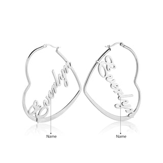 Custom Name Heart Earrings