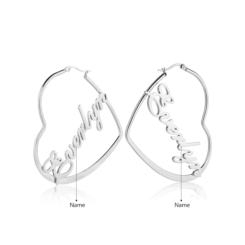 Custom Name Heart Earrings