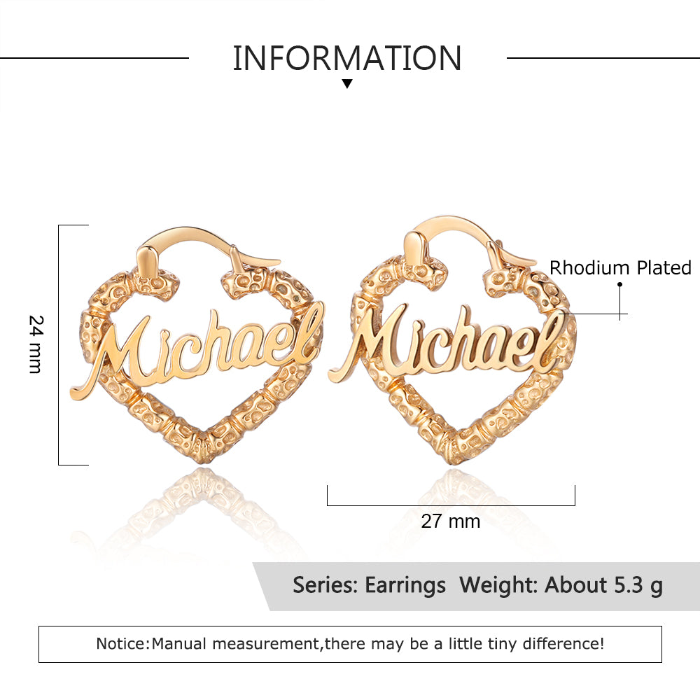Custom Name Heart Earrings