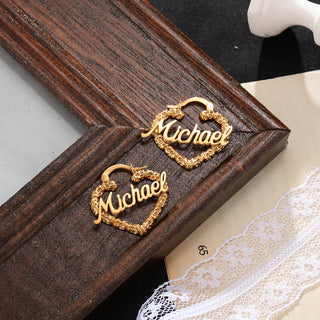 Custom Name Heart Earrings