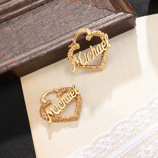 Custom Name Heart Earrings
