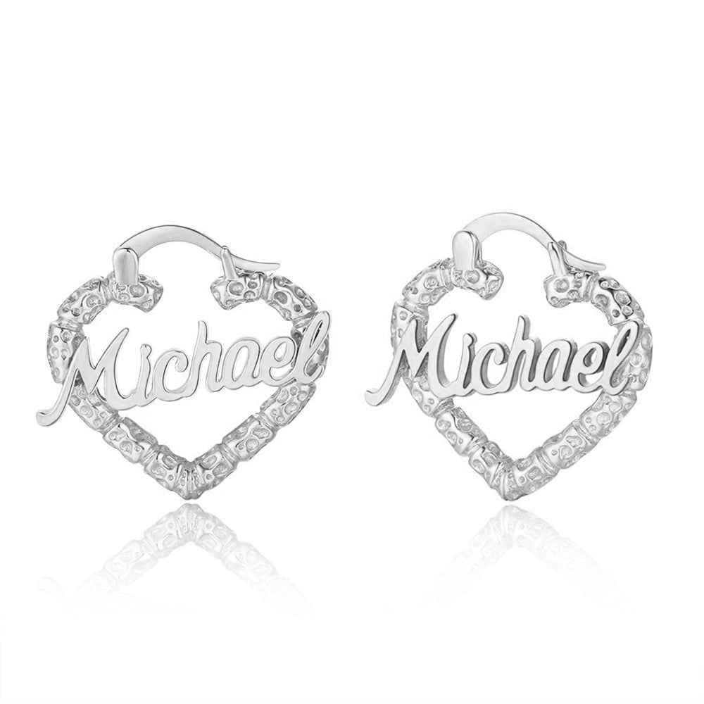 Custom Name Heart Earrings