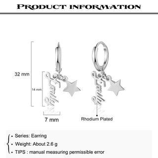 Custom Name Earring with Star