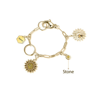 Rhodium Plated Sunflower and Bee Bracelet