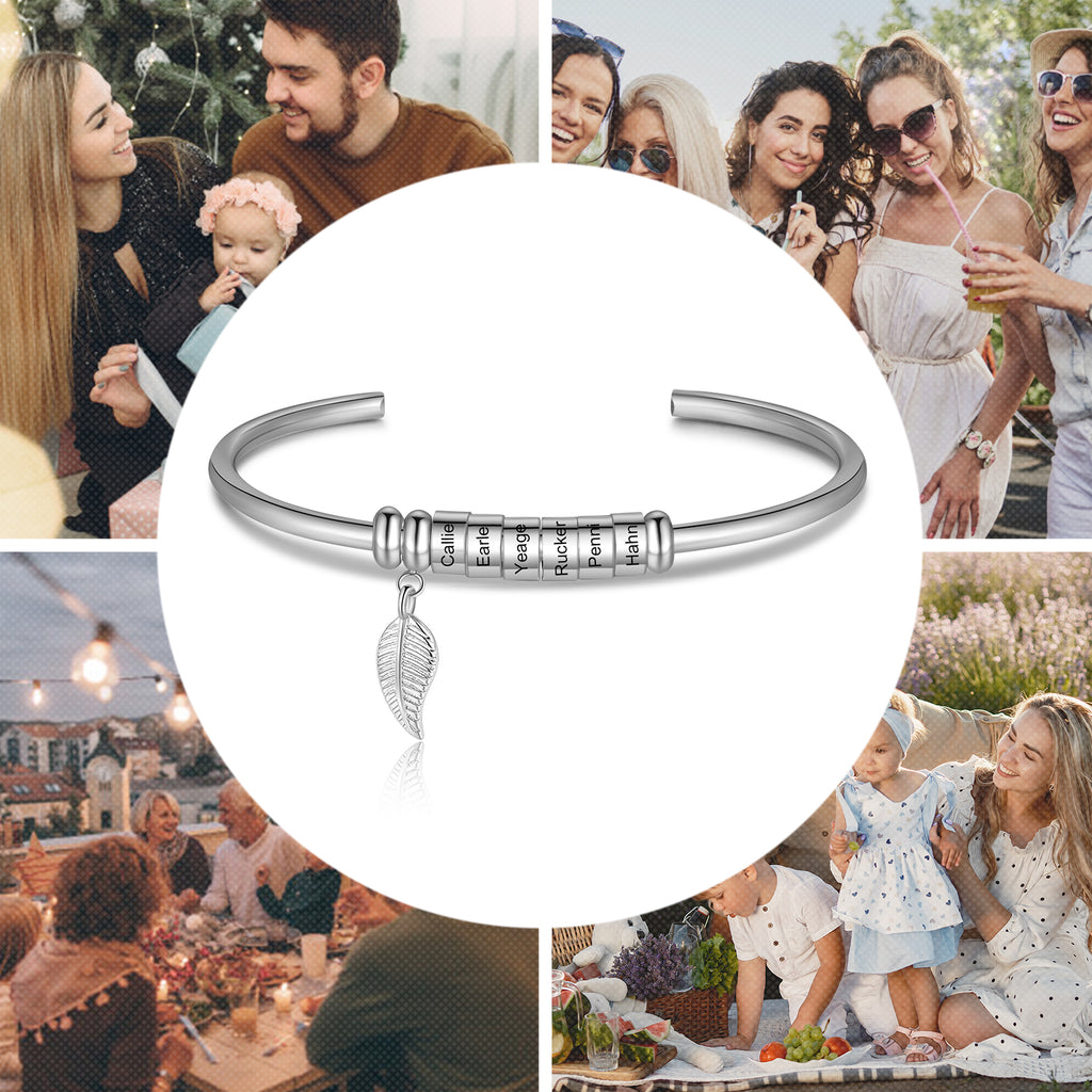 Personalized Stainless Steel Leaf Name Bracelet