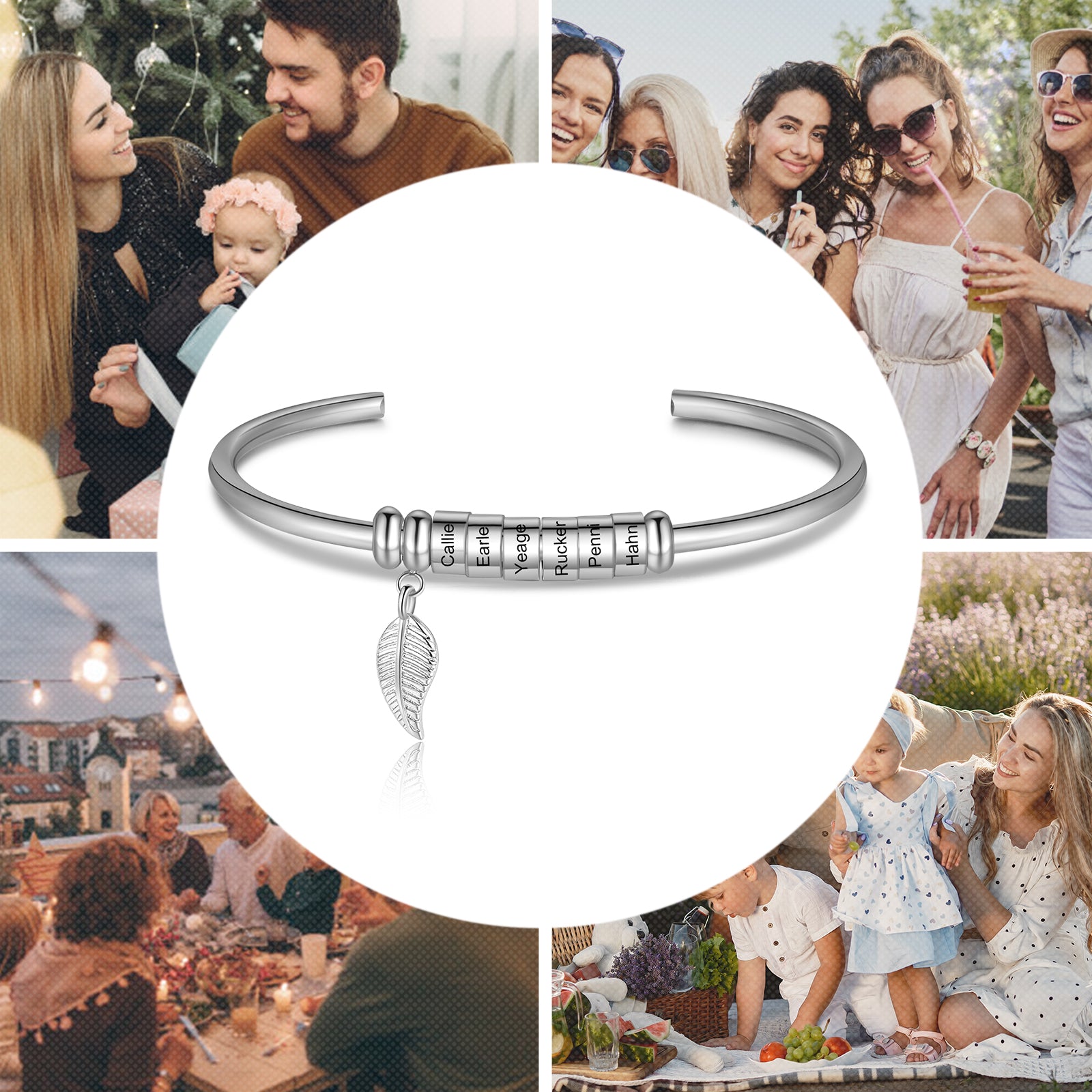 Personalized Stainless Steel Leaf Name Bracelet