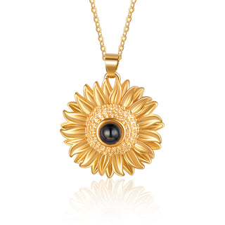 Custom Photo Projection Sunflower Necklace