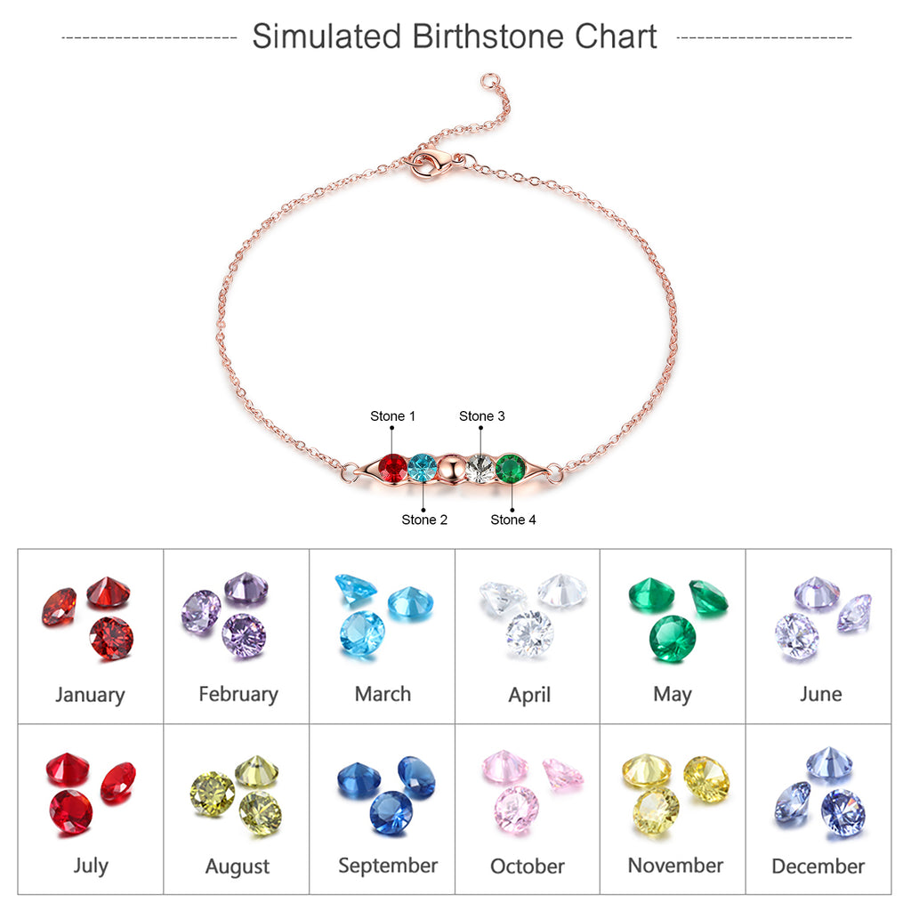 Rhodium Plated Birthstone Bracelet