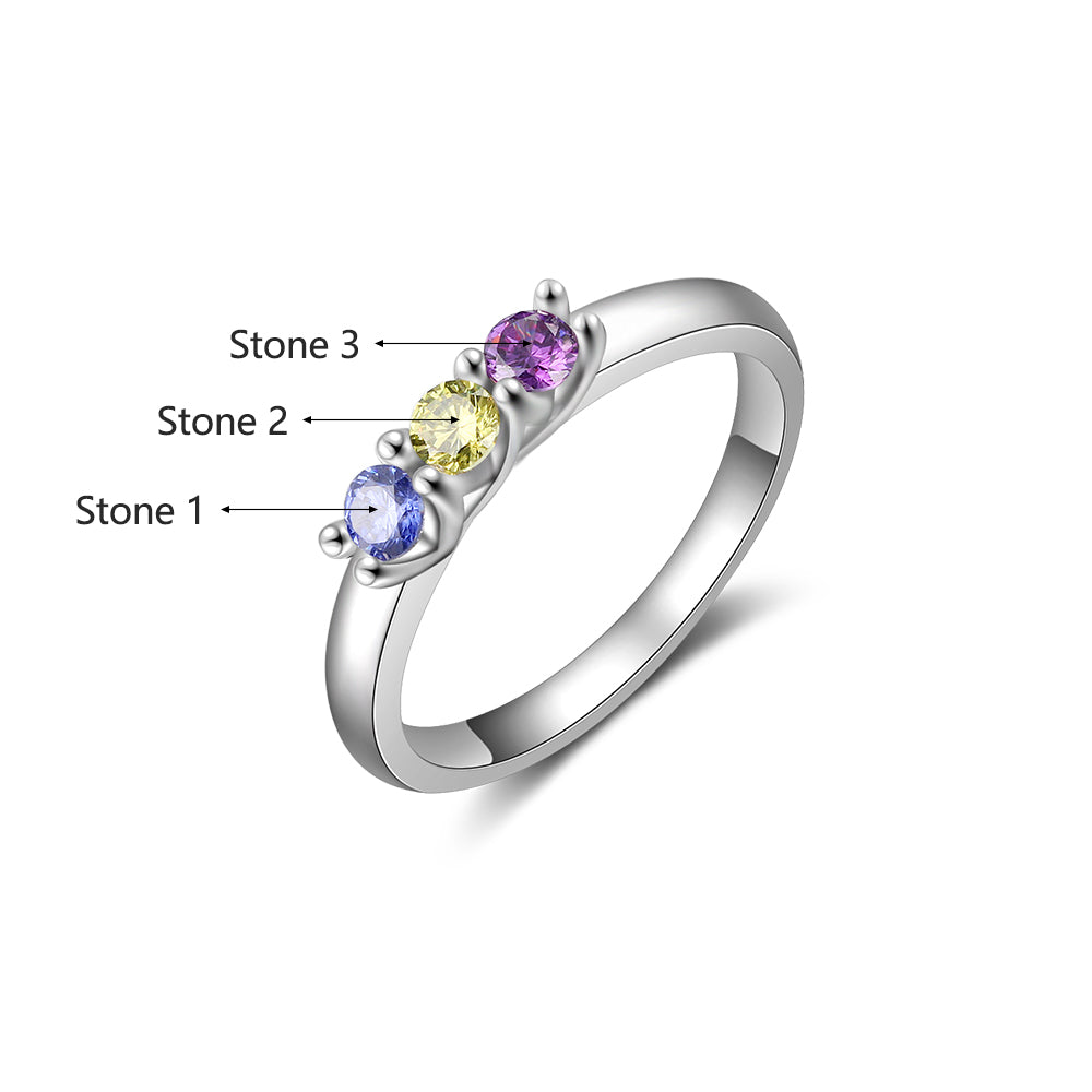 Custom Three Birthstones Ring