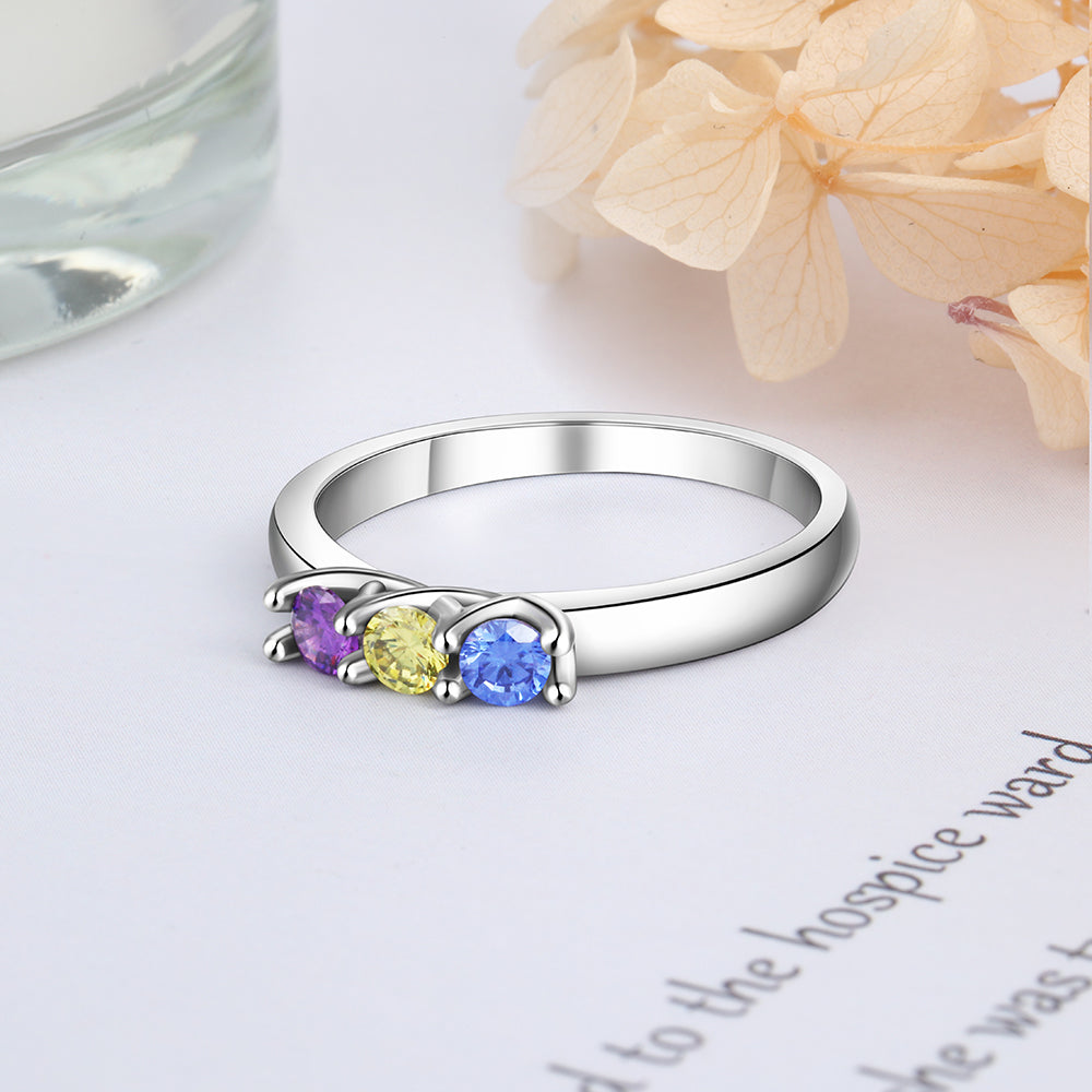 Custom Three Birthstones Ring