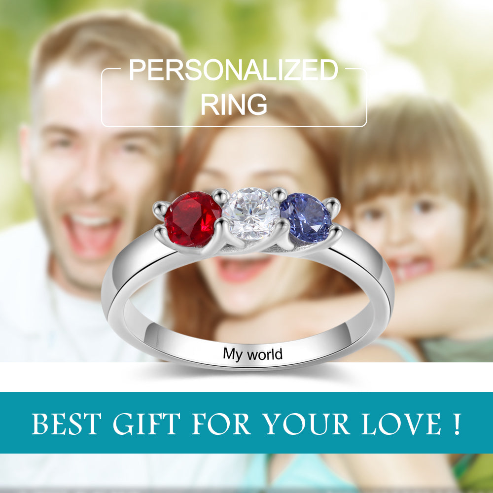 Custom Three Birthstones Ring