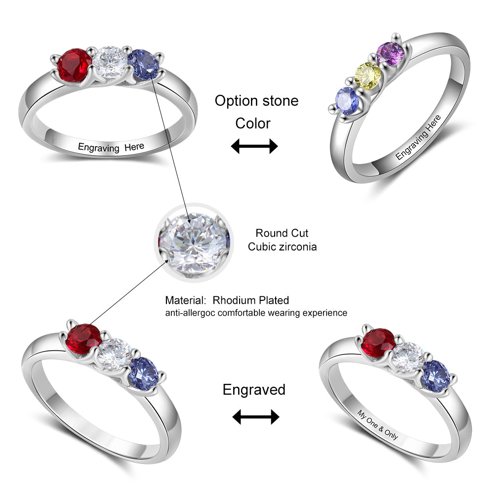 Custom Three Birthstones Ring
