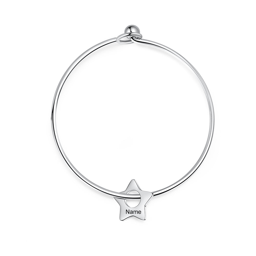 Custom Stainless Steel Star Bangle Bracelet