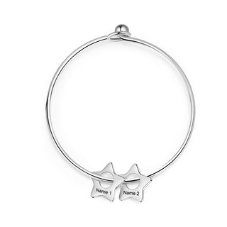 Custom Stainless Steel Star Bangle Bracelet