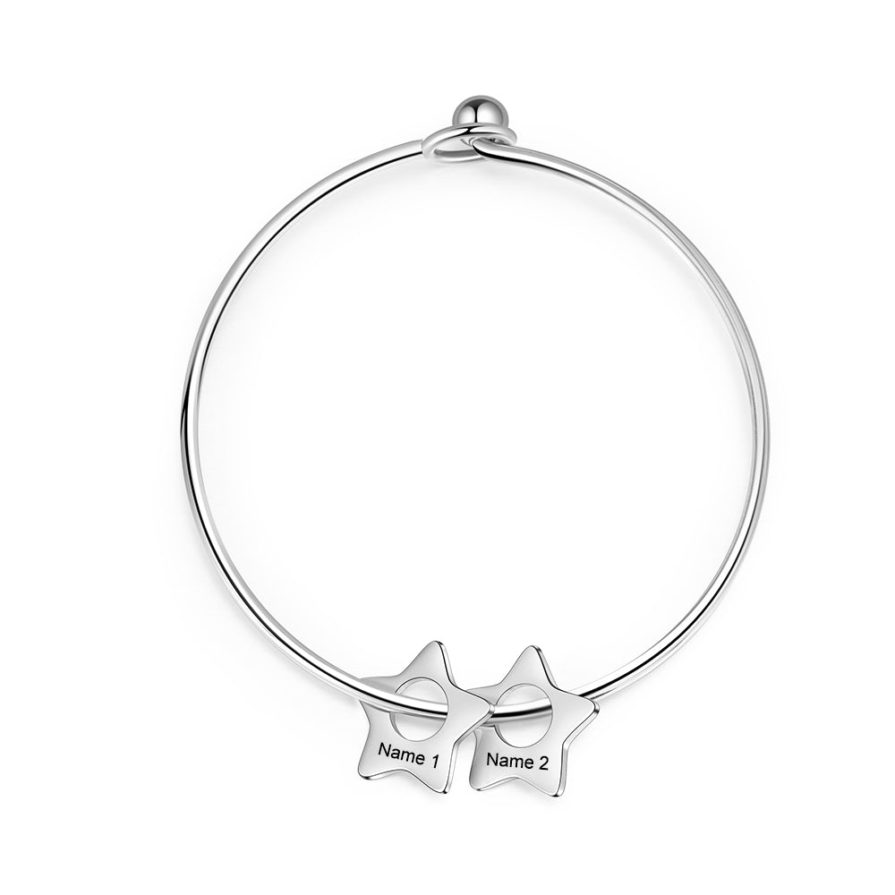 Custom Stainless Steel Star Bangle Bracelet