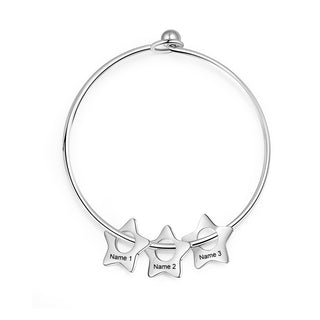 Custom Stainless Steel Star Bangle Bracelet