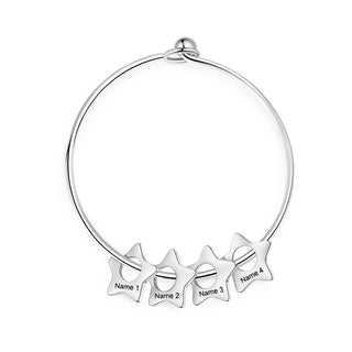 Custom Stainless Steel Star Bangle Bracelet