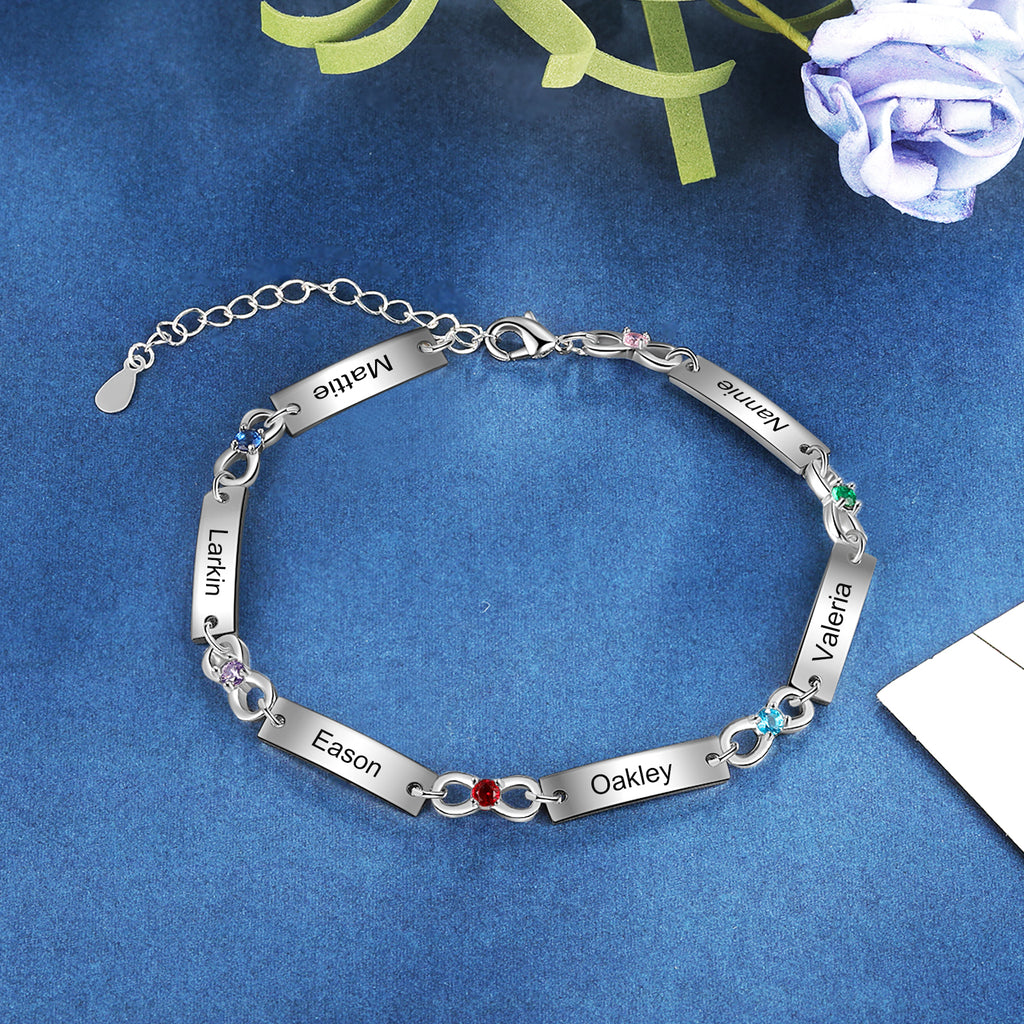 Birthstone Rhodium Plated Bracelet