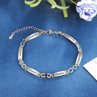 Birthstone Rhodium Plated Bracelet