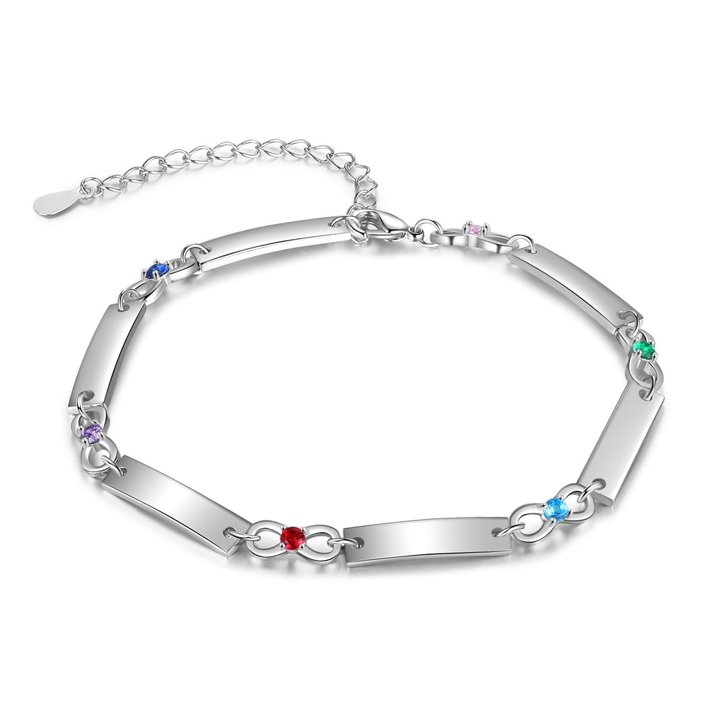 Birthstone Rhodium Plated Bracelet