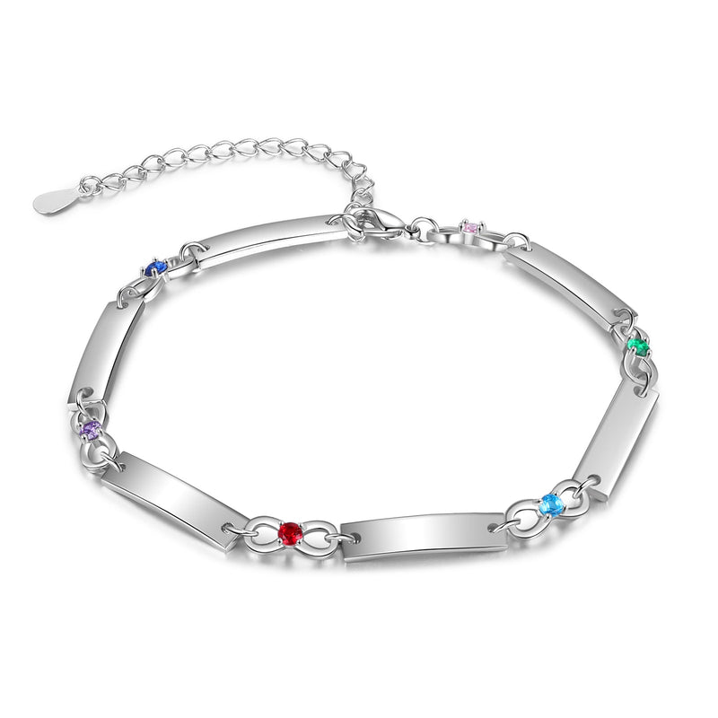 Birthstone Rhodium Plated Bracelet