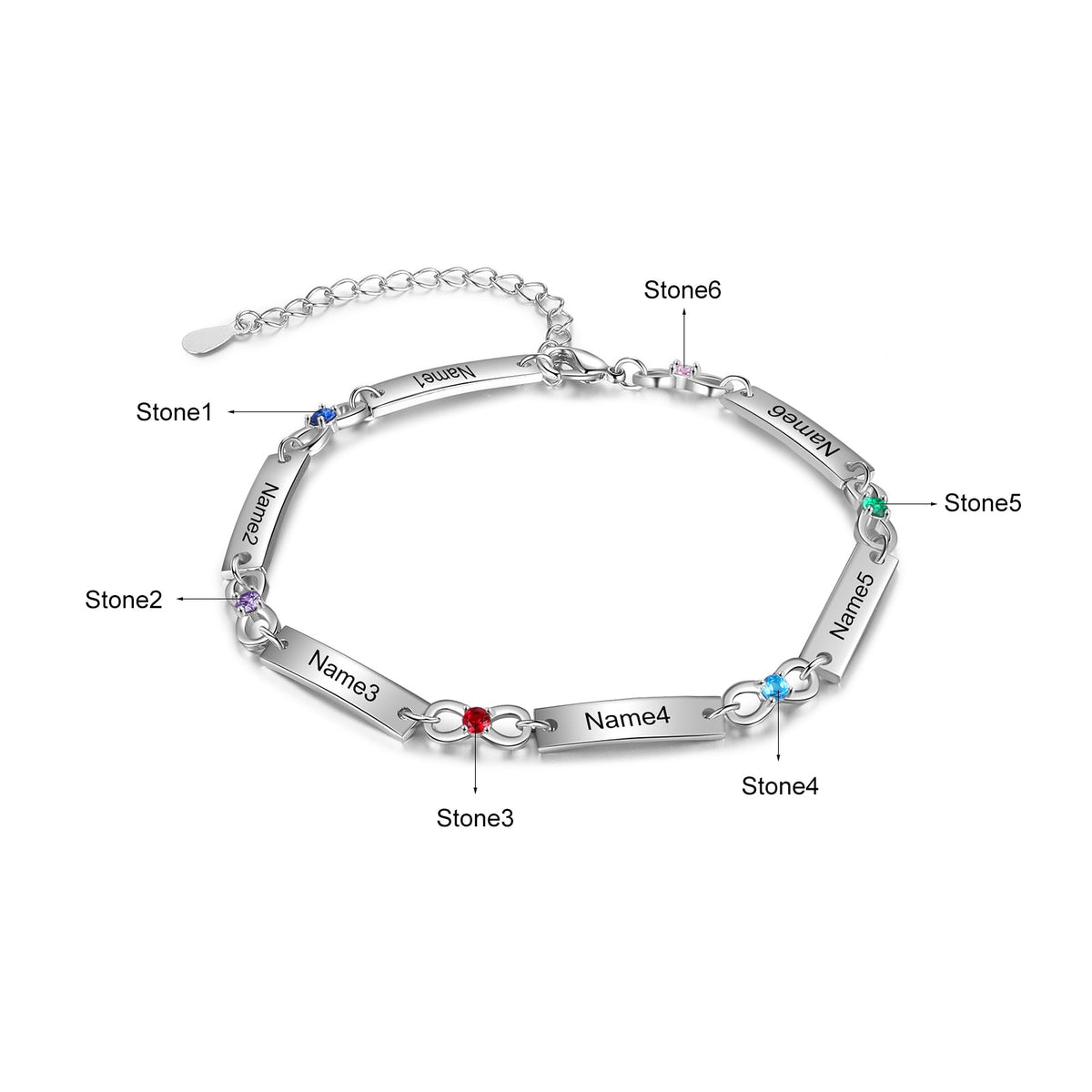 Birthstone Rhodium Plated Bracelet